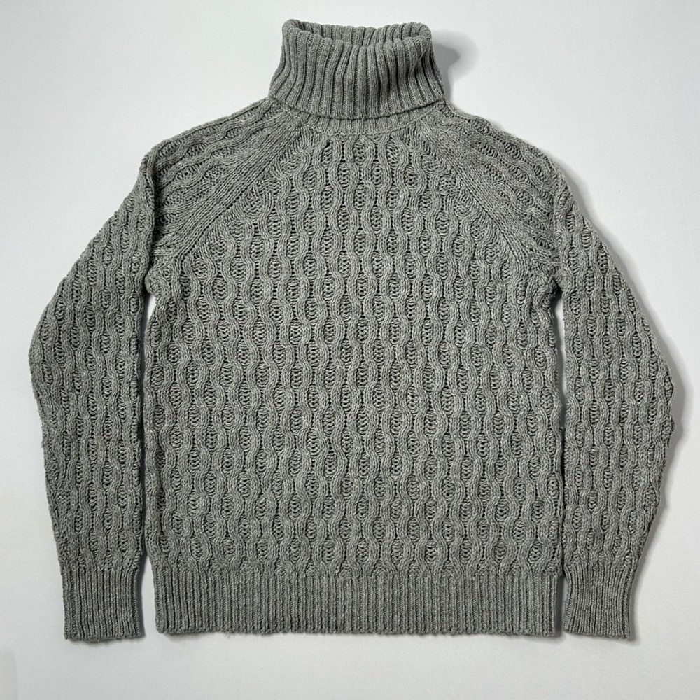 Falls Creek Women's Grey Cable Knit Turtleneck Sweater Size M